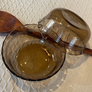 Pyrex Amber Glass Mixing/Serving Bowls/Cups. Set Of 2. Pyrex Corning. Vintage.